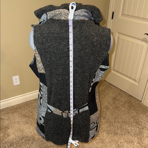 Cativa Vest Double Breasted Double Zipper Hooded Black Gray Brown Women's Sz L - Picture 10 of 16